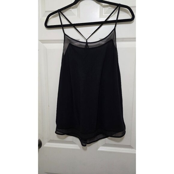 Lululemon Black Sheer-Panel Strappy Tank Top Size 4-6 - Picture 2 of 6